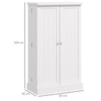 HOMCOM Freestanding Kitchen Pantry Cupboard with Adjustable Shelves & Door Racks - White