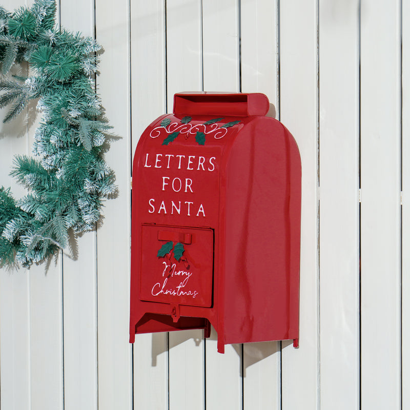 Red Letters to Santa Postbox for A5 Letters mounted on display