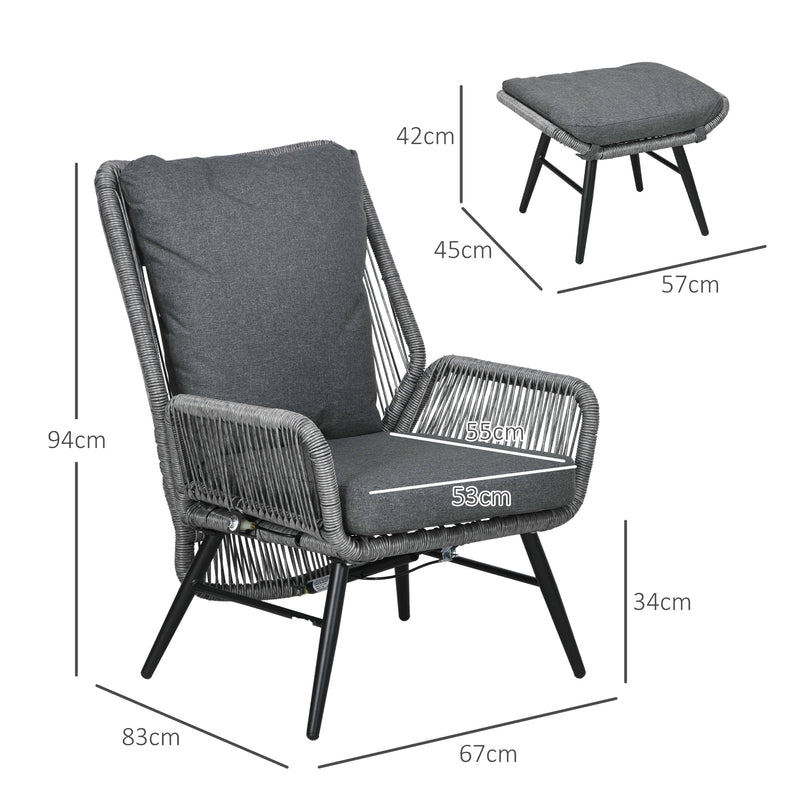 Rattan armchair and footstool set – image 3