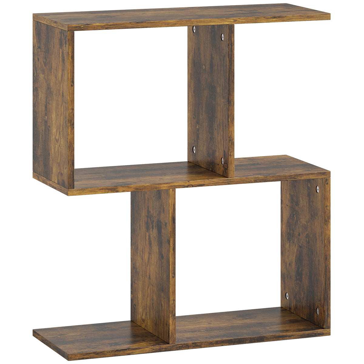58 cm Narrow S-Shaped 3-Tier Side Table – Rustic Brown