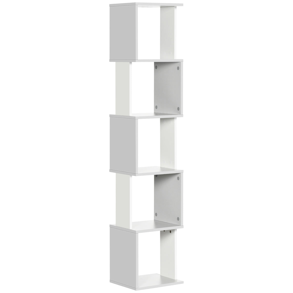 161 cm 5-Tier Narrow Bookcase – White & Light Grey