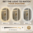 HOMCOM Bathroom Mirror with LED Lights, 100x70cm Oval Bathroom Mirror, Dimmable, Bluetooth, Anti-Fog, Gold Tone – view 5