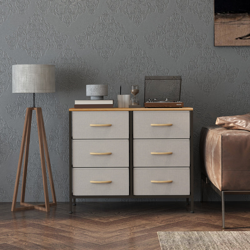 Cream 6-drawer fabric chest – image 10