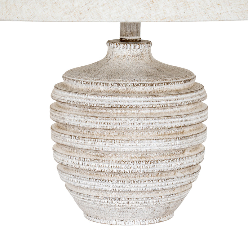Close-up of the ribbed whitewashed base