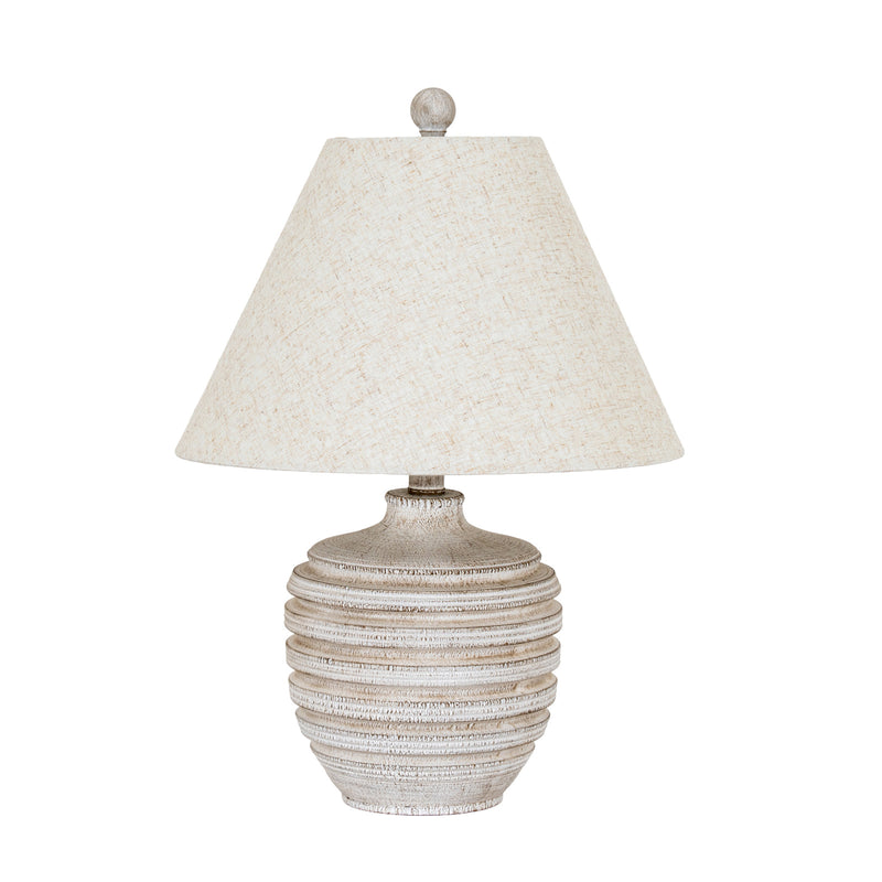Beacon whitewashed ribbed table lamp with linen shade