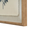 Close-up of the frayed linen panel and beaded frame