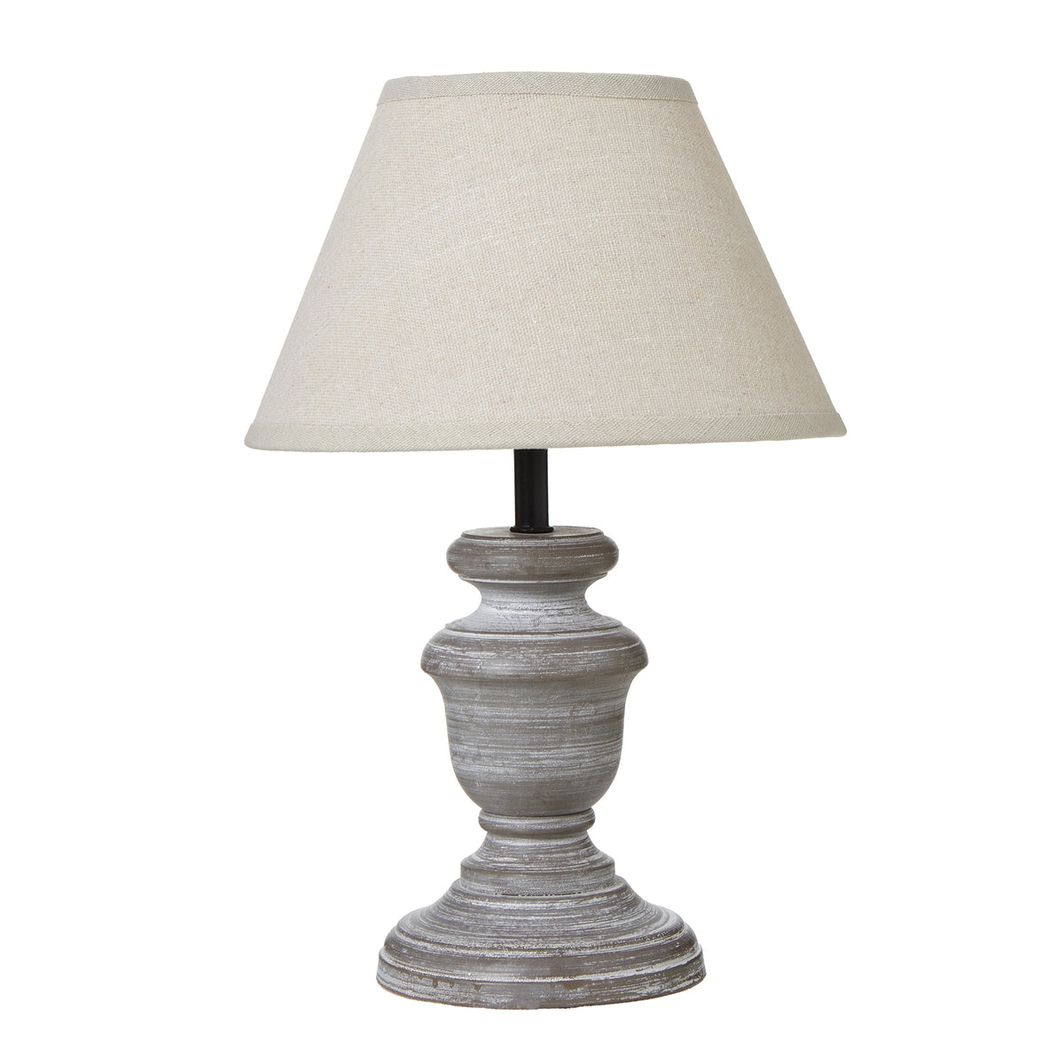 Belluno grey urn table lamp with linen shade