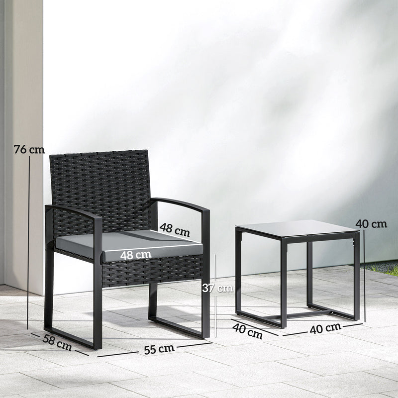3-piece rattan bistro set – image 3