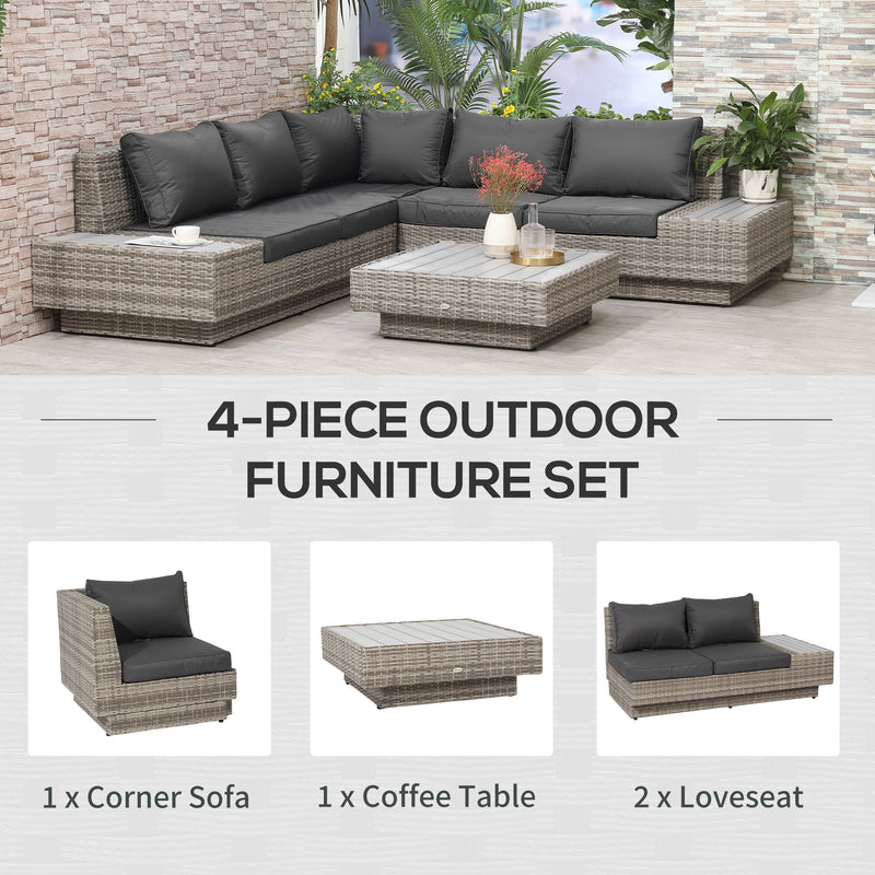 Light grey rattan corner sofa set – image 5