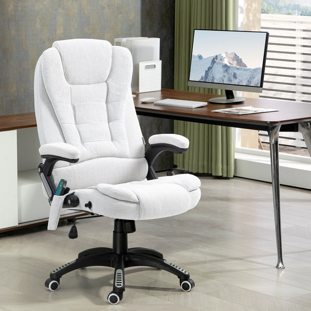 Cream heated massage office chair – image 2