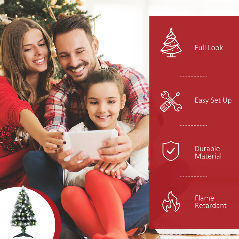 HOMCOM 3ft White Light Artificial Christmas Tree w/ 90 LEDs Star Topper Tri-Base Full Bodied Seasonal Decoration – view 4