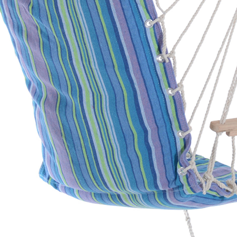 Outsunny Hanging Rope Chair with Soft Padded Seat & Backrest, Portable Garden Hammoc Chair with Wooden Support Bar – view 7