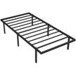 Black 3ft single metal platform bed frame without headboard, with underbed storage space