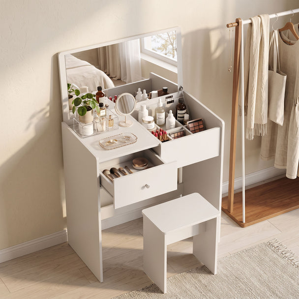 Flip-top dressing table with stool – image 2
