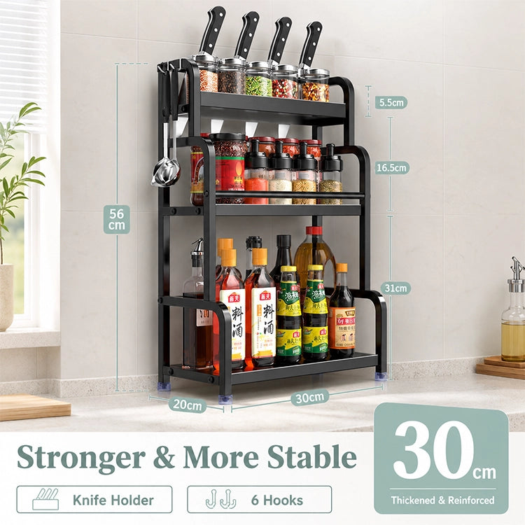 Multifunctional Kitchen Organizer Rack with Spice Shelves