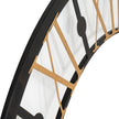 Close-up of the black frame and gold Roman numerals