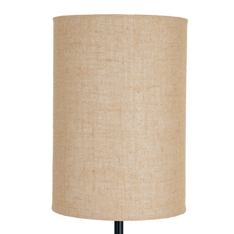 Close-up of the natural hessian drum shade