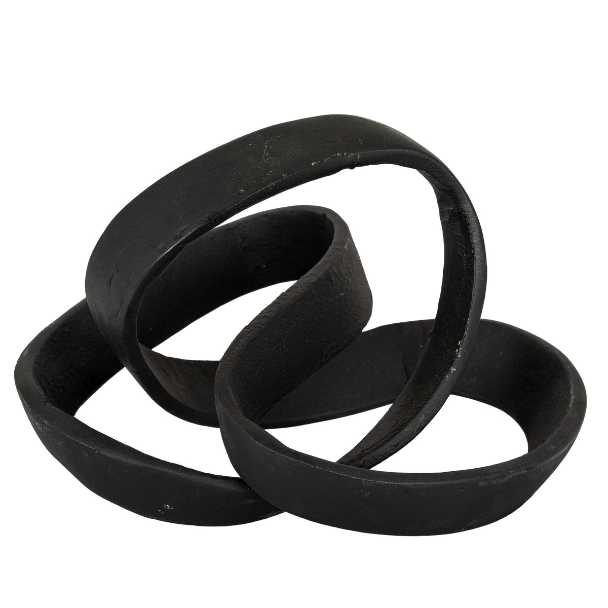 Black cast knot sculpture, front view