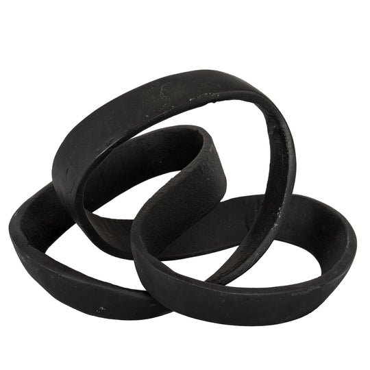 Black cast knot sculpture, front view