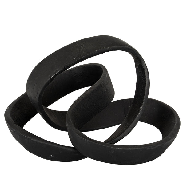 Black cast knot sculpture, front view