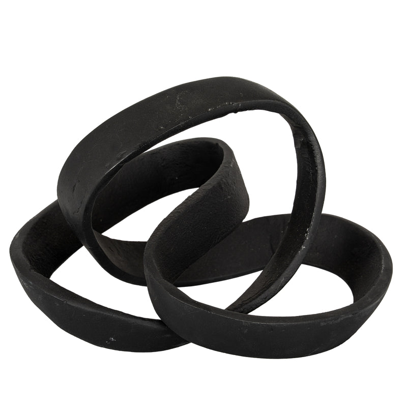 Black cast knot sculpture, front view