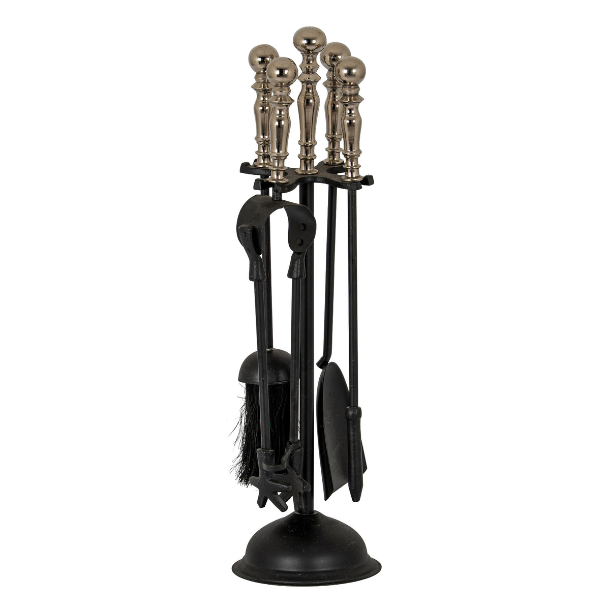 Black Duchess companion set with chrome handles, front view