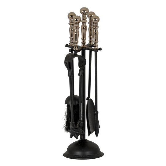 Black Duchess companion set with chrome handles, front view