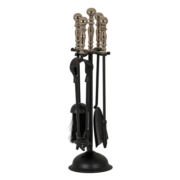Black Duchess companion set with chrome handles, front view