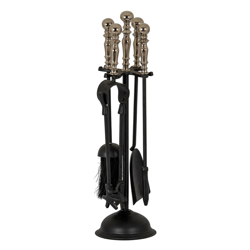 Black Duchess companion set with chrome handles, front view