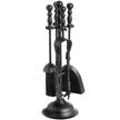 Black Fireside Companion Set with Duchess Top – 41cm, front view of the black companion set on its stand