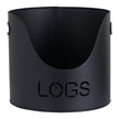 Black log bucket with cut-out LOGS lettering
