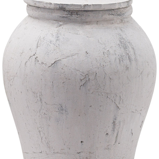Close-up of the aged white stone-effect texture