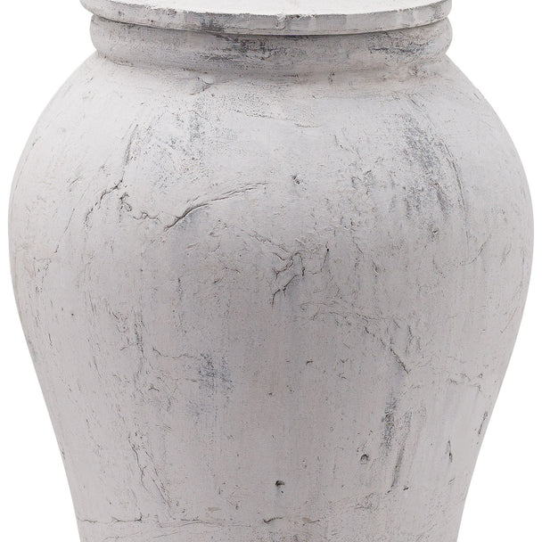 Close-up of the aged white stone-effect texture
