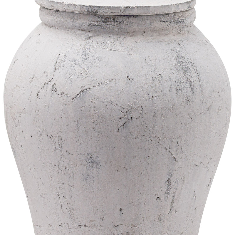 Close-up of the aged white stone-effect texture