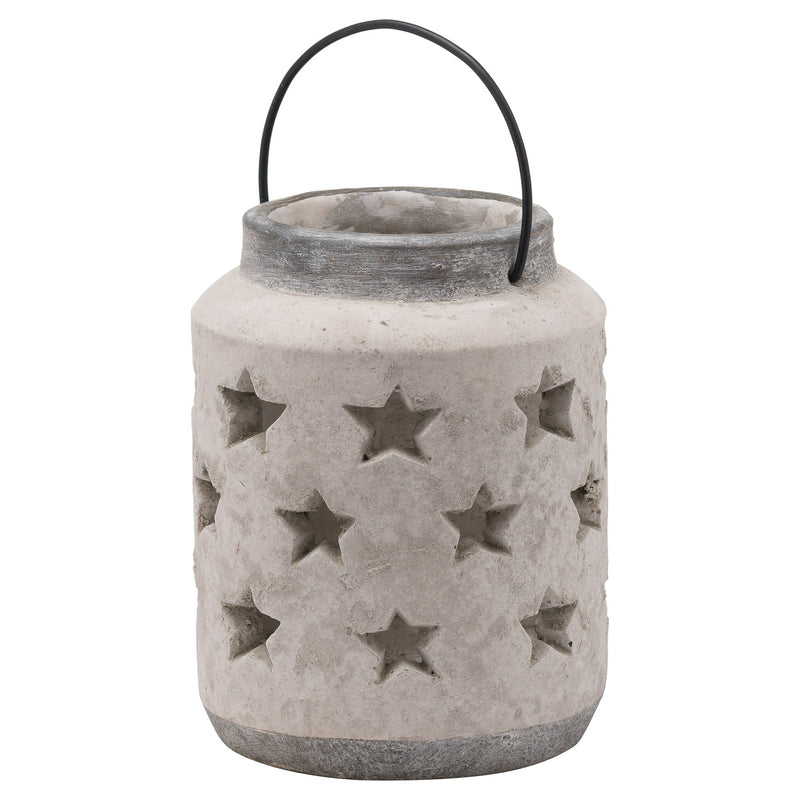 Bloomville large stone-effect star lantern on white