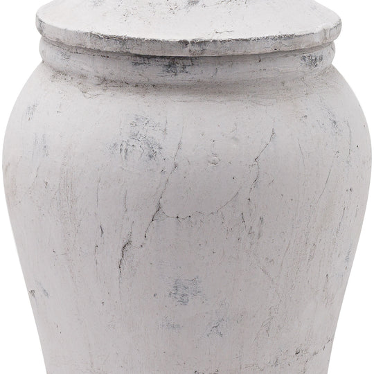 Close-up of the aged white stone-effect texture