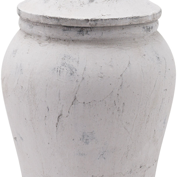 Close-up of the aged white stone-effect texture