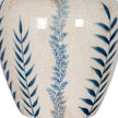 Close-up of the blue leaf sprig decoration