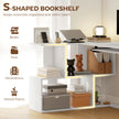 HOMCOM L-Shaped Corner Desk, Computer Desk with Keyboard Tray and Open Shelves, White Wood Effect – view 5