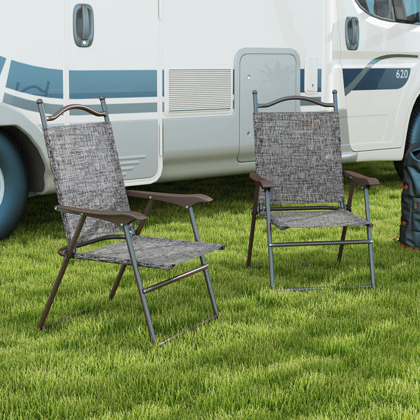 Outsunny Set of Two Folding Garden Chairs, with Fabric Mesh Seats - Grey – view 2