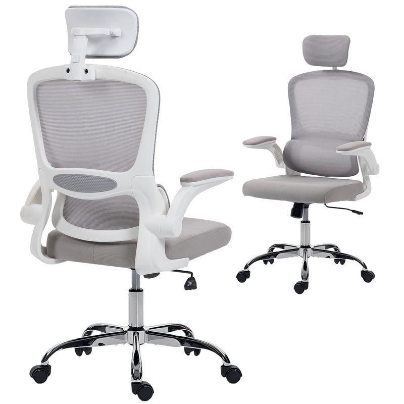HOMCOM Mesh Back Office Chair, with Lumbar Support - Grey – view 10