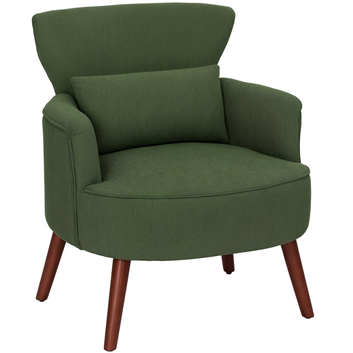 Corduroy Retro Wingback Accent Chair – Green