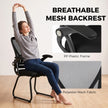 HOMCOM Office Chair, Ergonomic Desk Chair No Wheels with Mesh Backrest and Steel Legs for Home Conference Room, Black – view 4