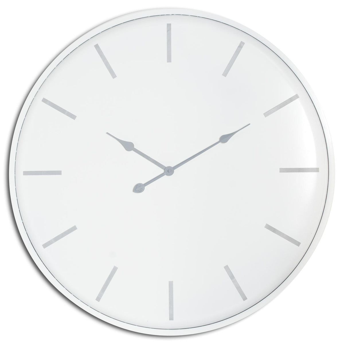 Brandon large white metal wall clock with grey baton markers