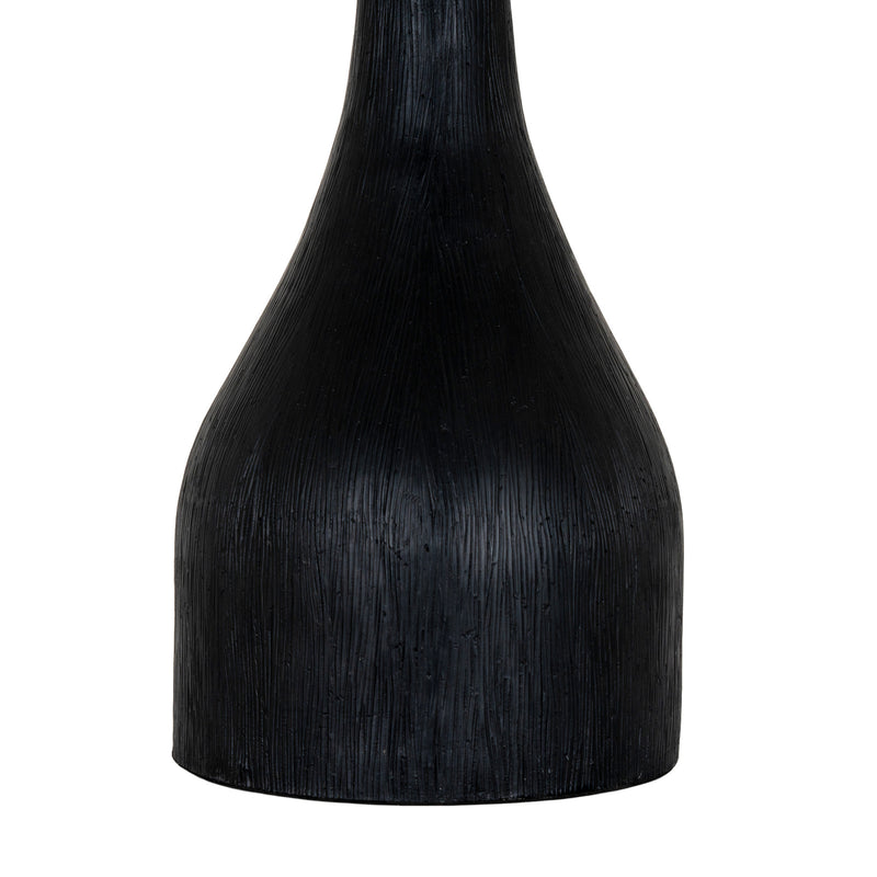 Close-up of the textured black bottle base