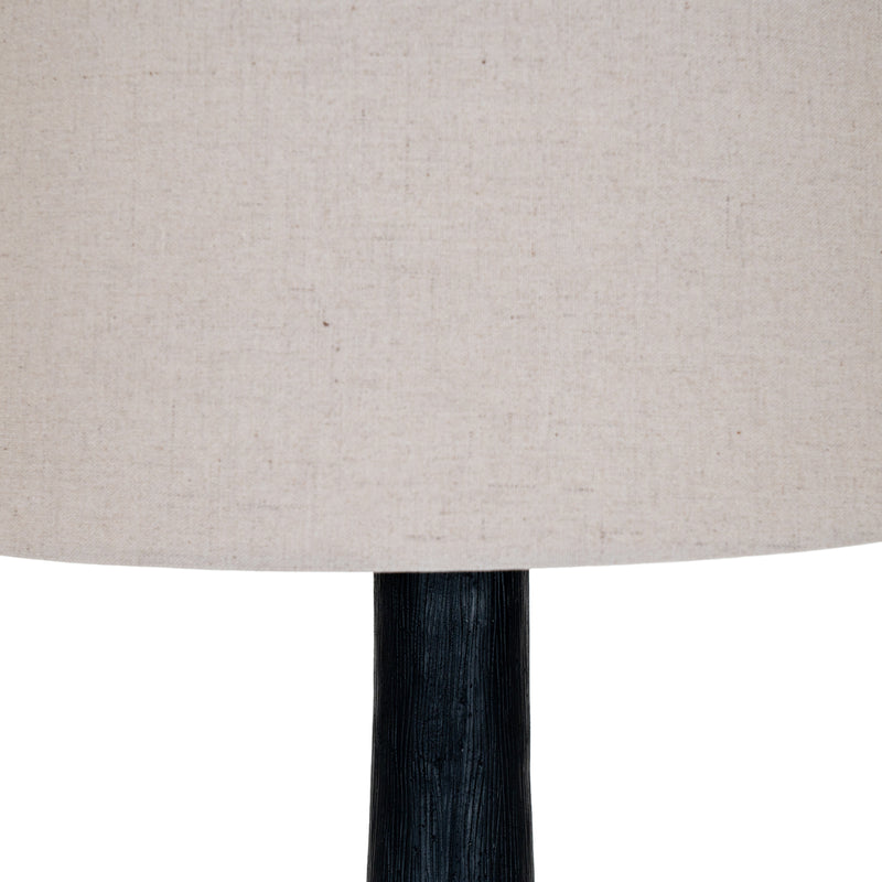 Linen shade and black stem close-up
