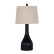Brompton black bottle table lamp with grey linen shade