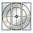 Brooklyn three-panel mirrored wall clock in black and gold