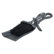 Brushed steel crook-top hearth tidy set, side view