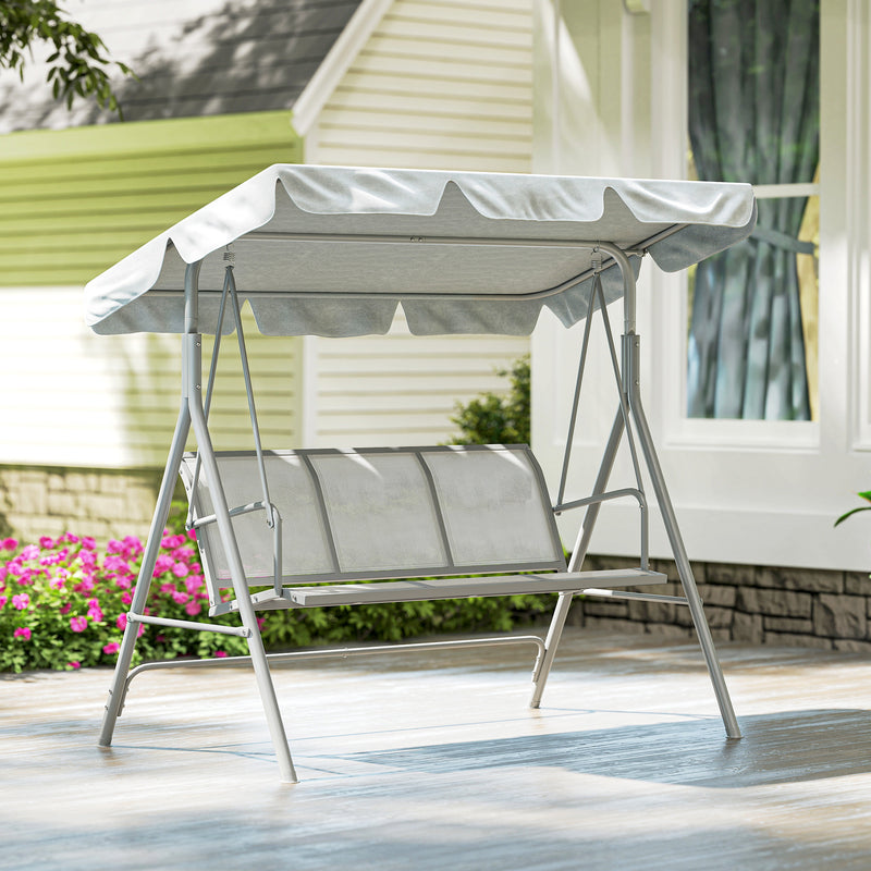 3-seater sling garden swing light grey – image 9